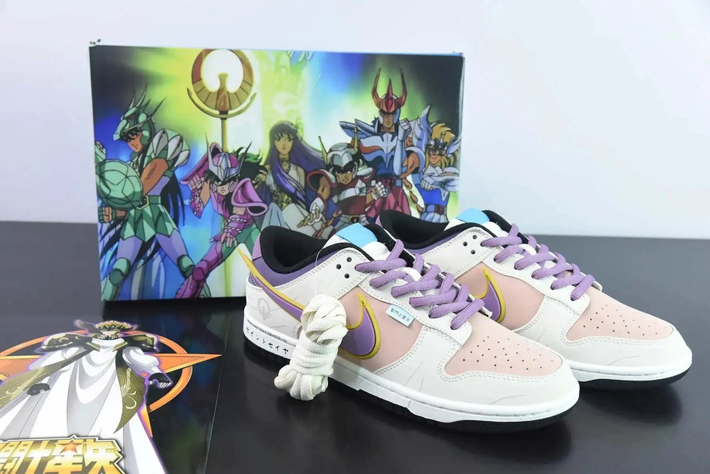 Saint Seiya x Nike Dunk Low Custom White Purple Pink by Air Jordan