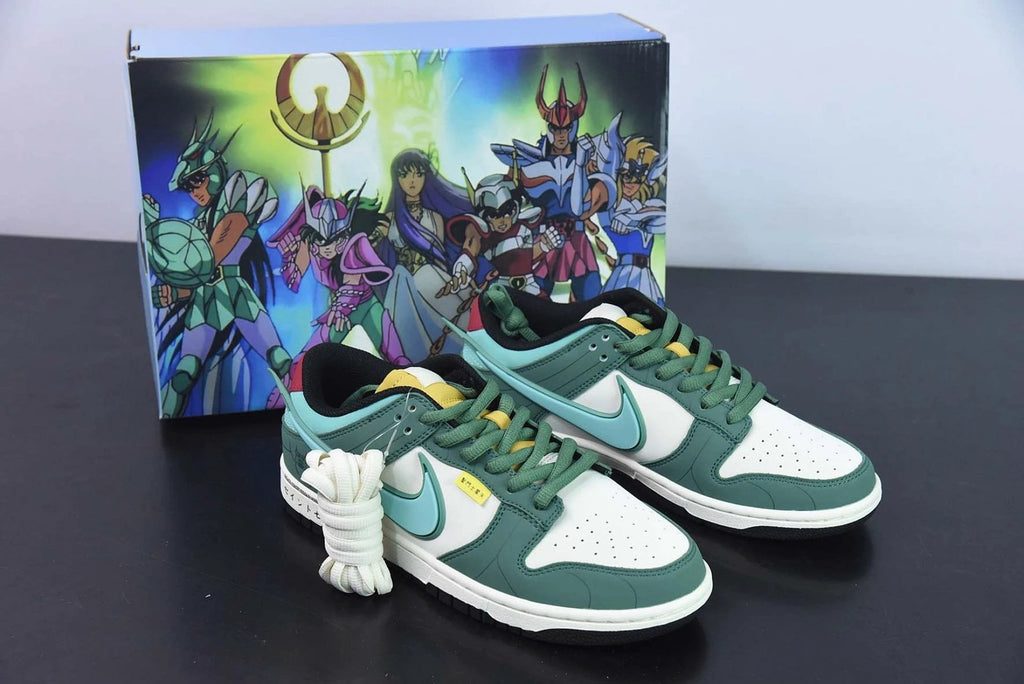Saint Seiya x Nike Dunk Low Custom White Green by Air Jordan