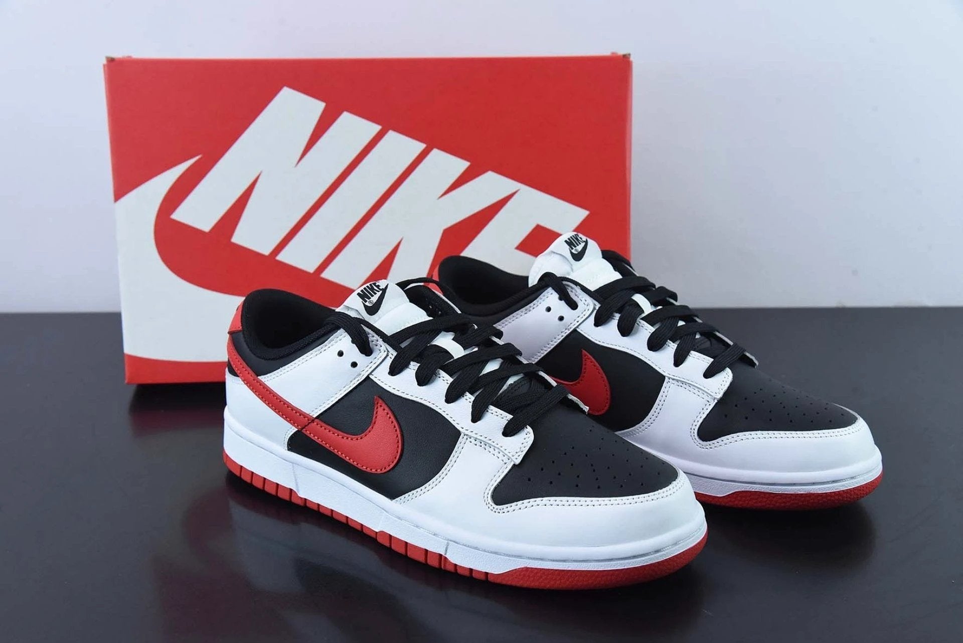 Dunk Low Retro White Black University Red by Air Jordan