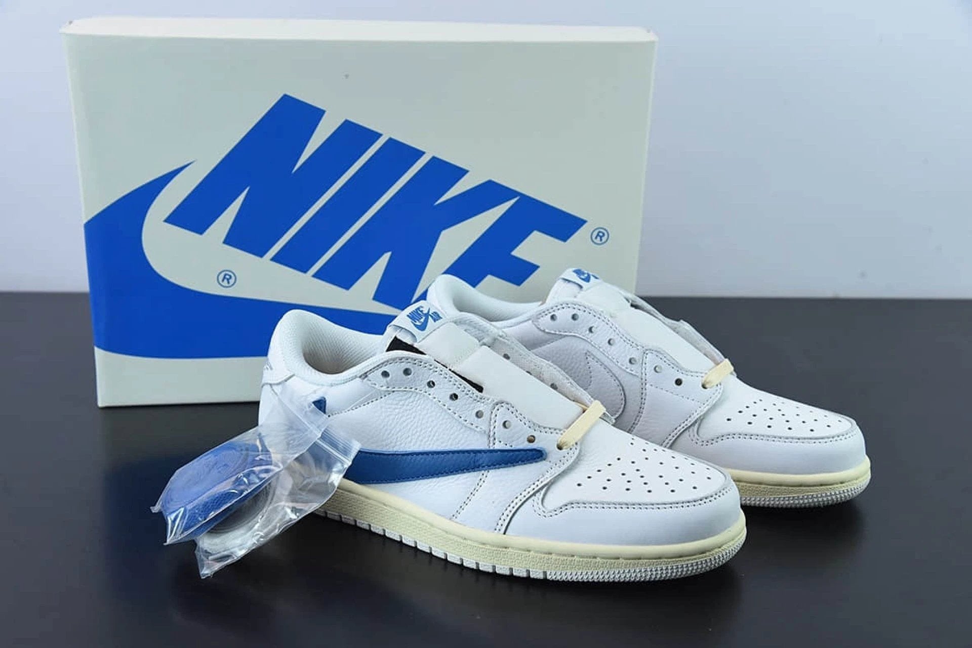 Travis Scott x Fragment x Nike Air Jordan 1 Low Cream White Blue CQ3277-100 by Air Jordan