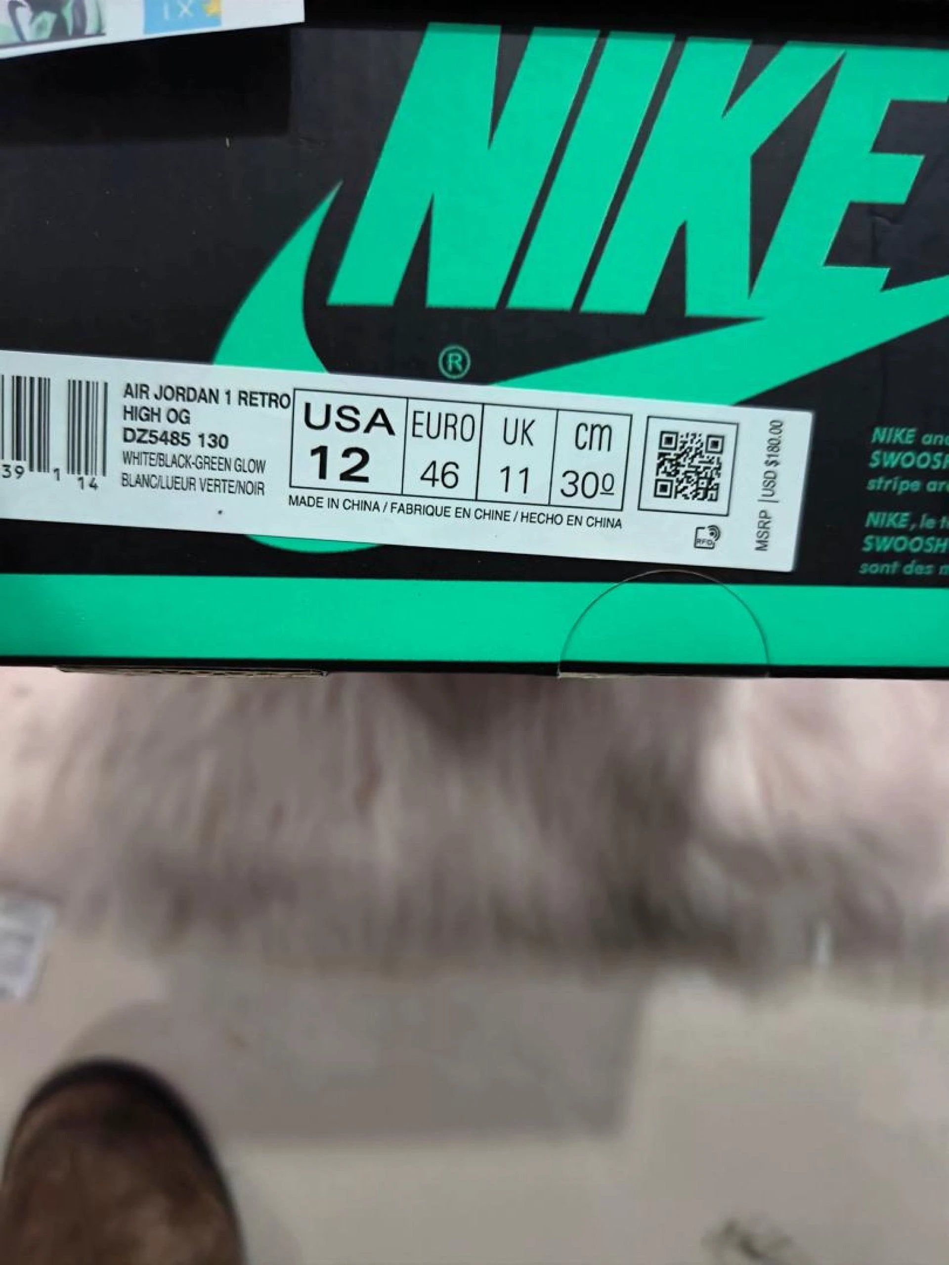 Air Jordan 1 High OG Green Glow DZ5485-130 by Air Jordan