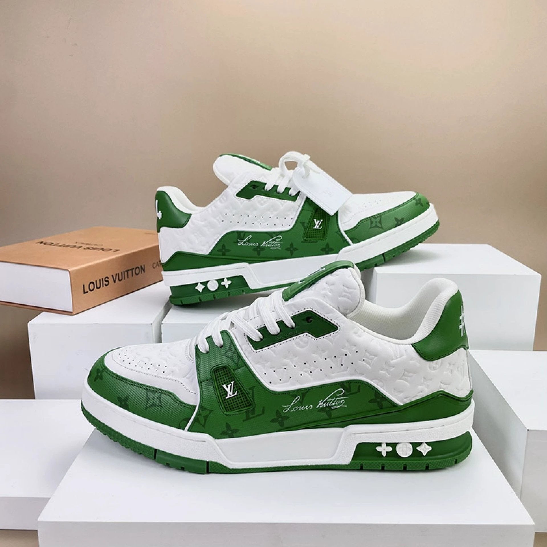 Luxury Virgil Trainer Sneakers #54 Signature Green White by Air Jordan