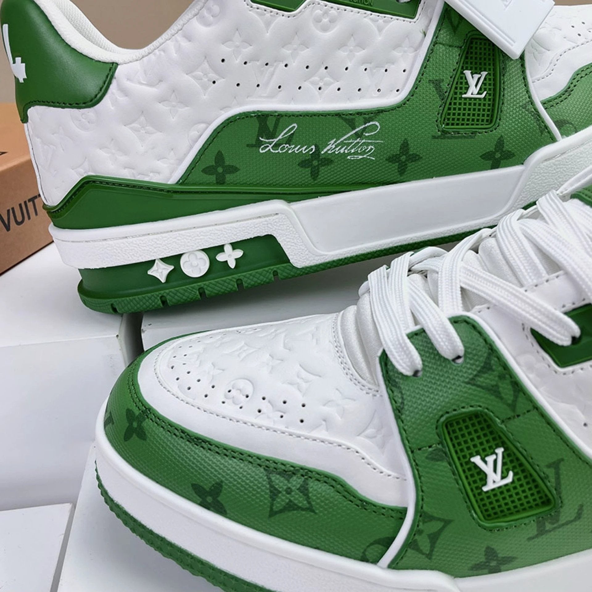 Luxury Virgil Trainer Sneakers #54 Signature Green White by Air Jordan