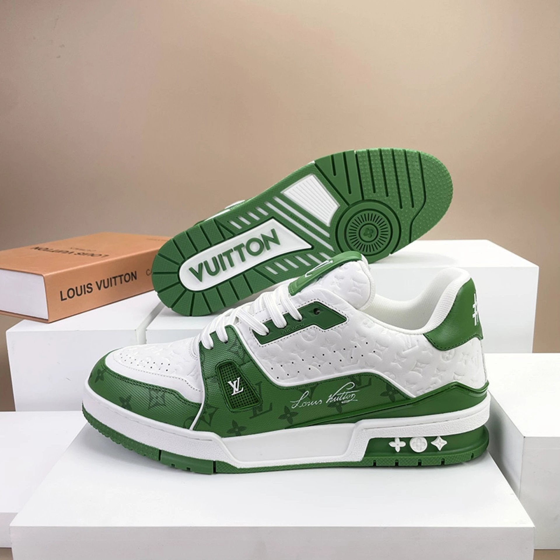 Luxury Virgil Trainer Sneakers #54 Signature Green White by Air Jordan