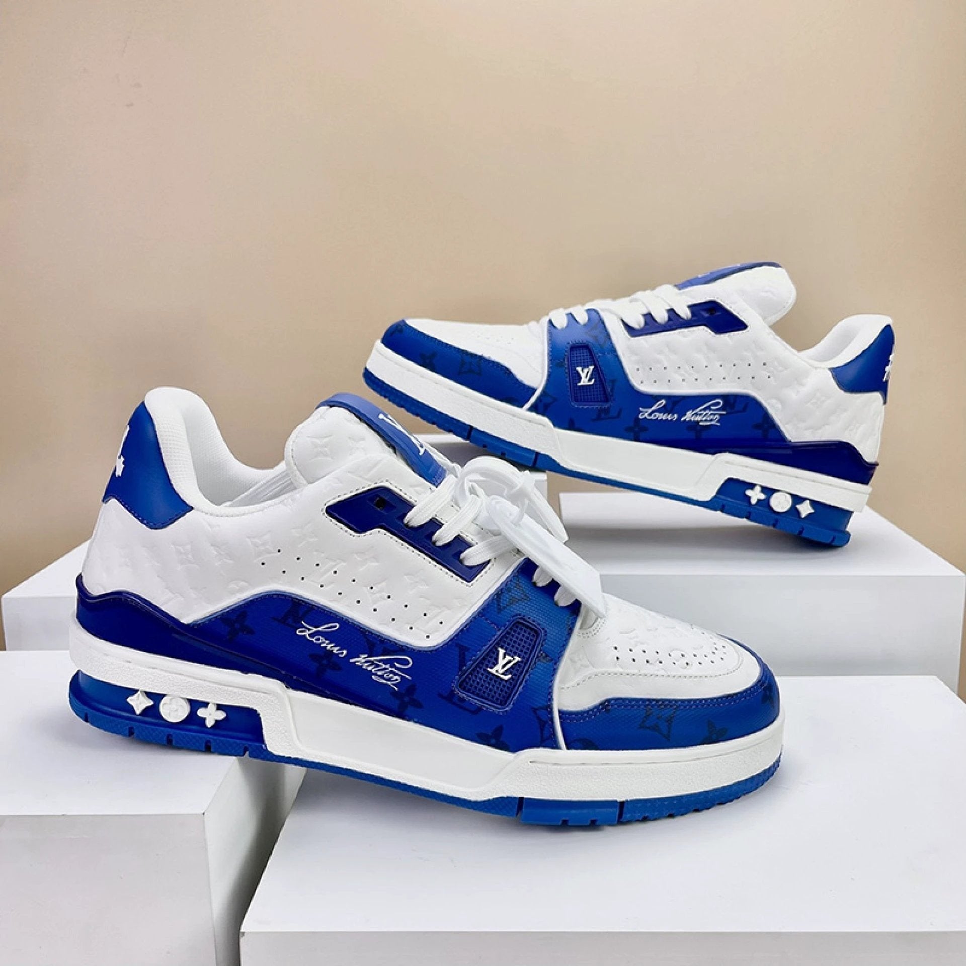 Luxury Virgil Trainer Sneakers #54 Signature Blue White by Air Jordan