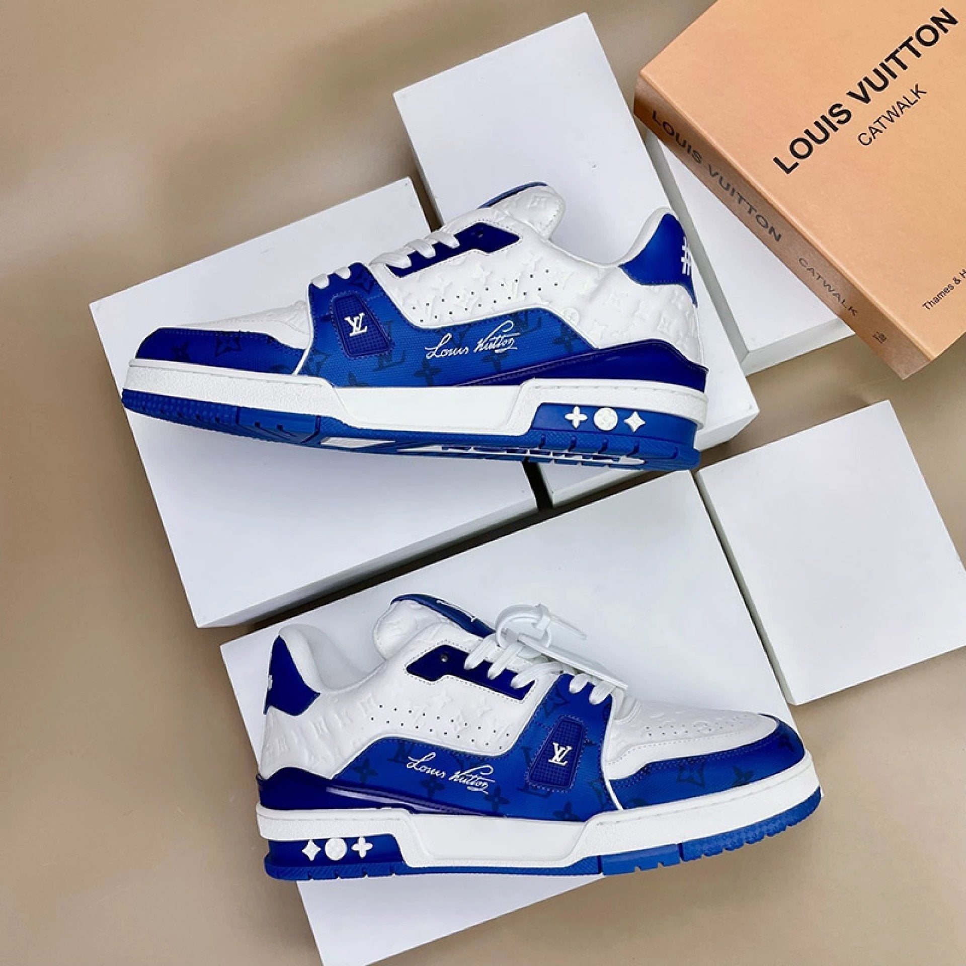 Luxury Virgil Trainer Sneakers #54 Signature Blue White by Air Jordan