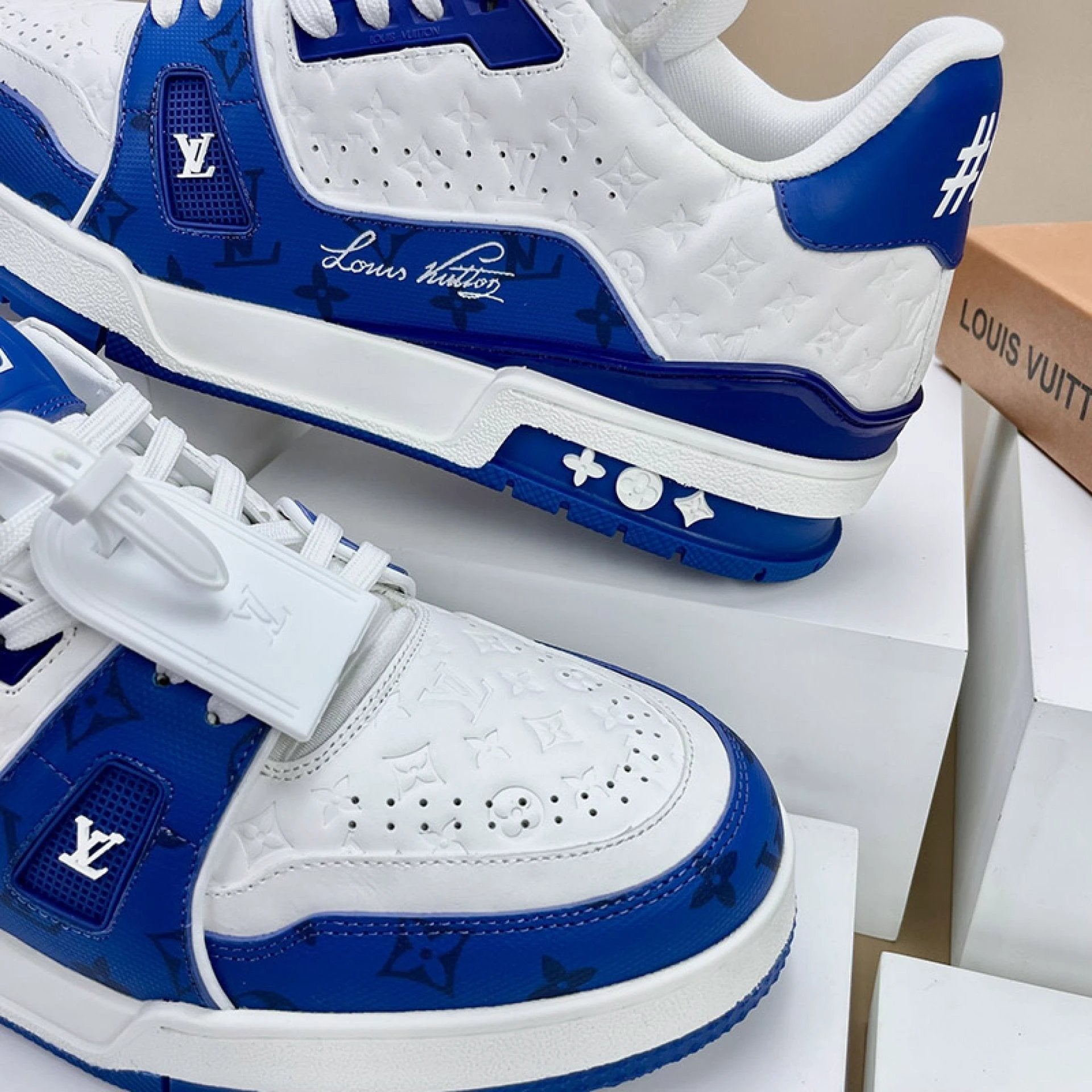 Luxury Virgil Trainer Sneakers #54 Signature Blue White by Air Jordan