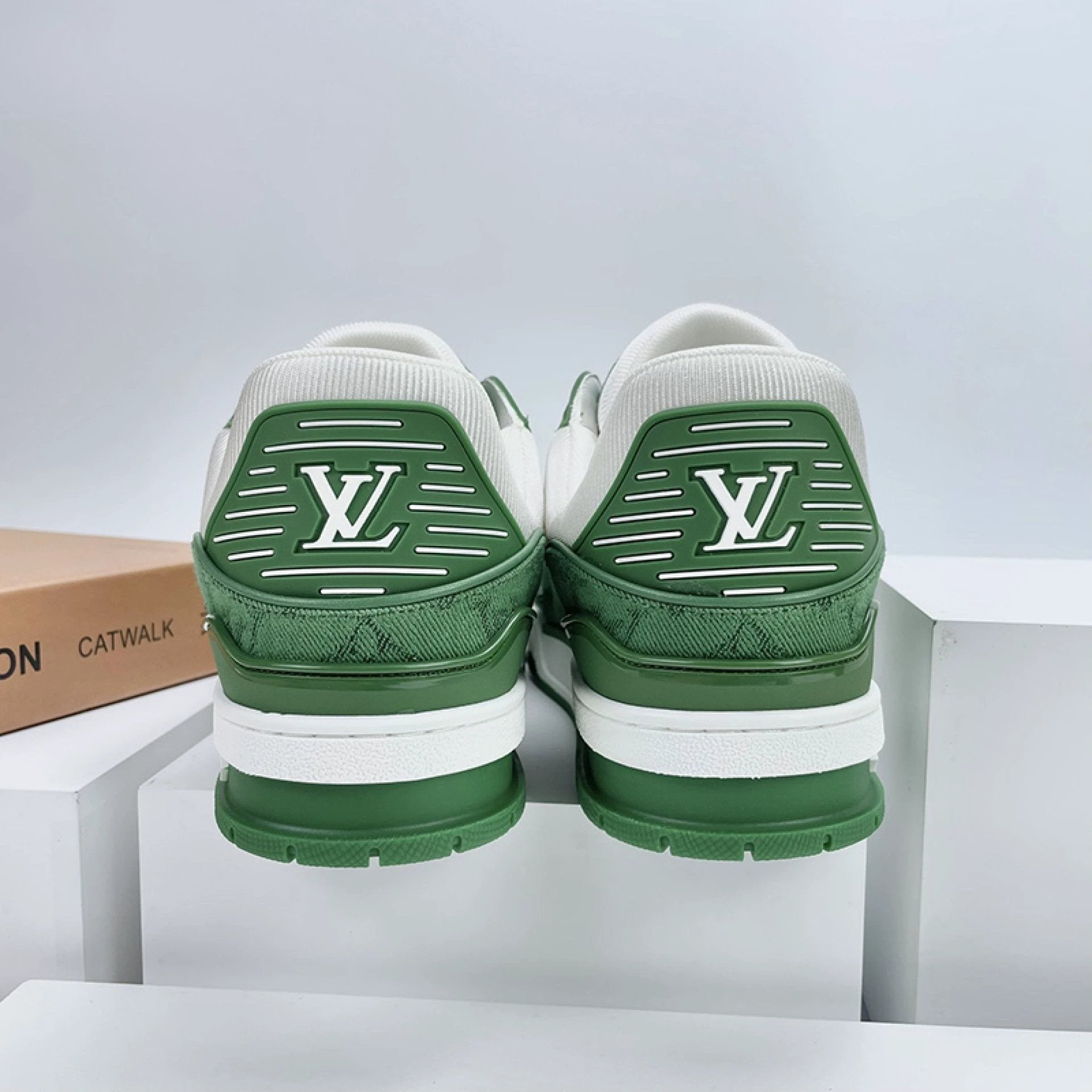 Luxury Virgil Trainer Sneakers Green Monogram Denim White by Air Jordan