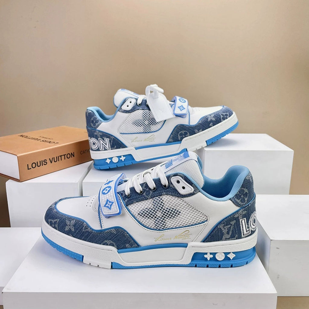 Luxury Virgil Trainer Sneakers Monogram Denim Blue by Air Jordan