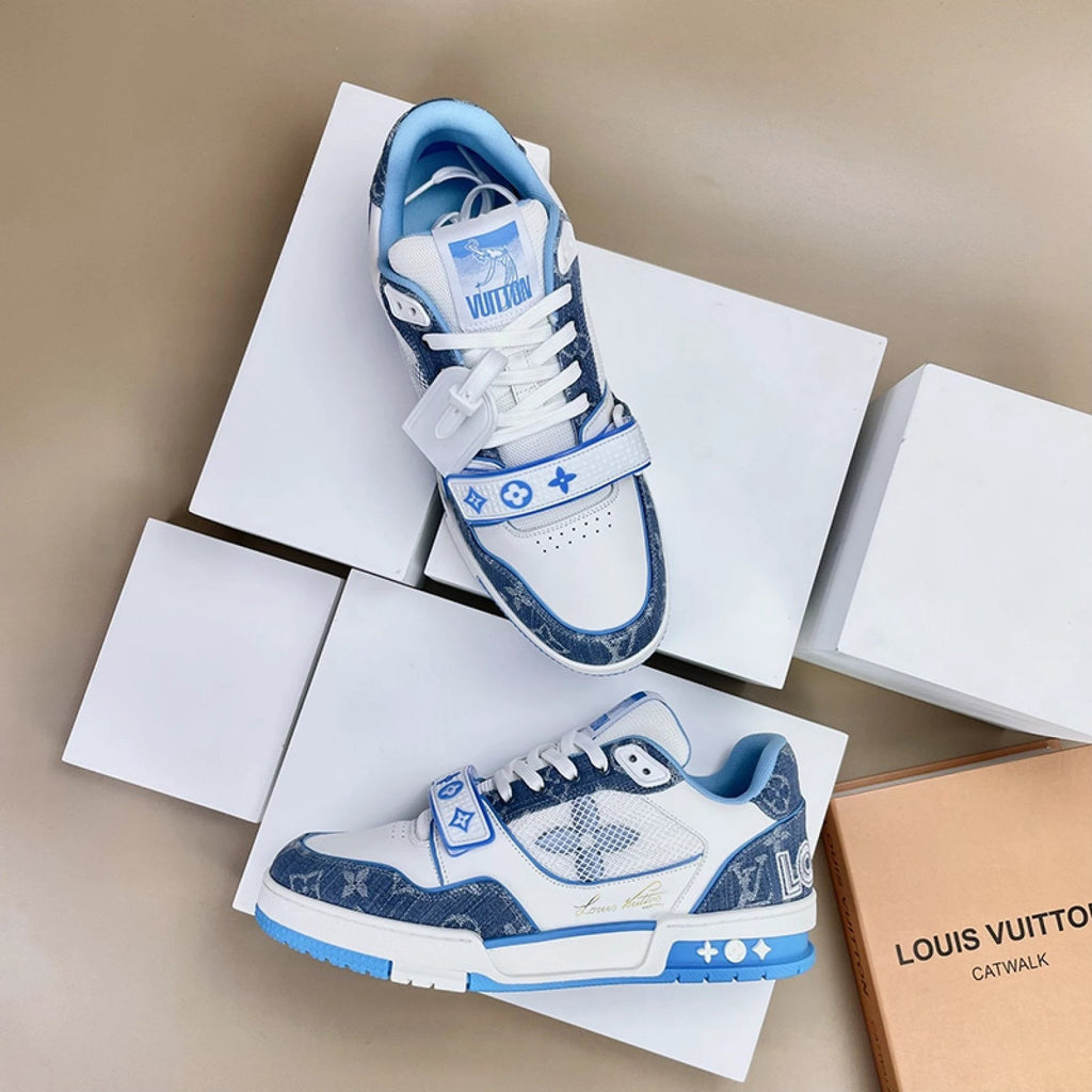 Luxury Virgil Trainer Sneakers Monogram Denim Blue by Air Jordan