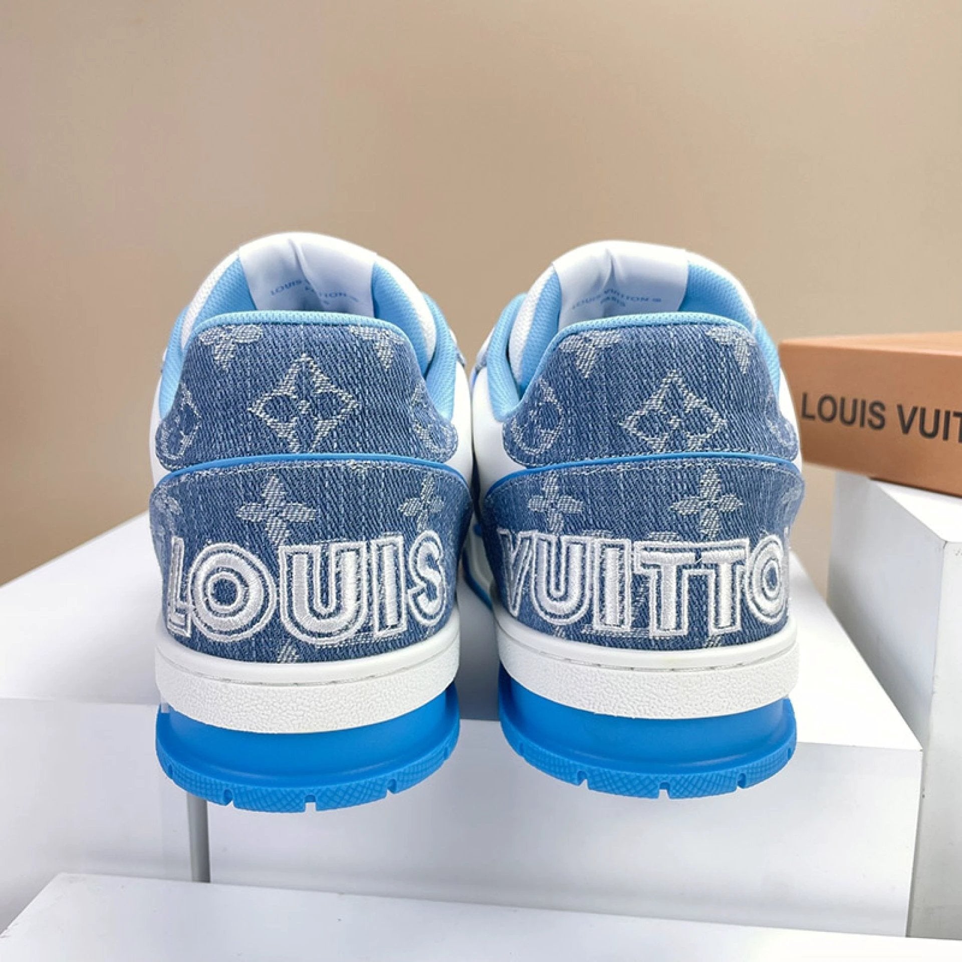 Luxury Virgil Trainer Sneakers Monogram Denim Blue by Air Jordan