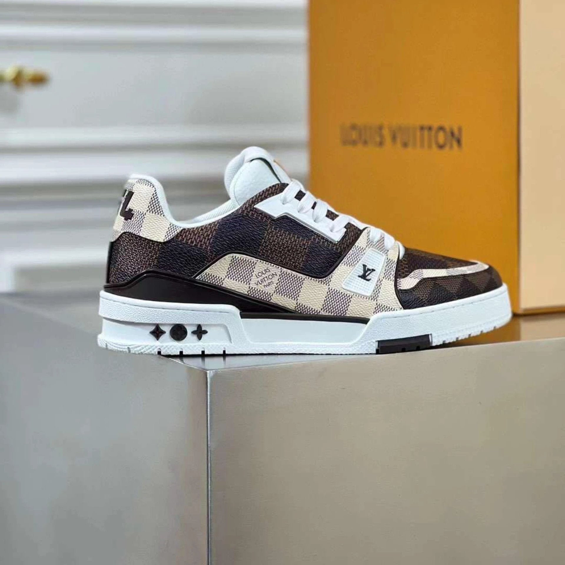 Luxury Virgil Trainer Sneakers #54 Damier Ebene Multi by Air Jordan