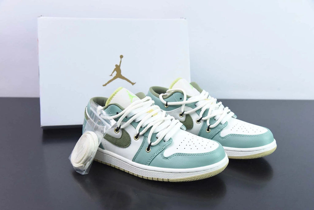 Custom Air Jordan 1 Low Sail White Oil Green by Air Jordan