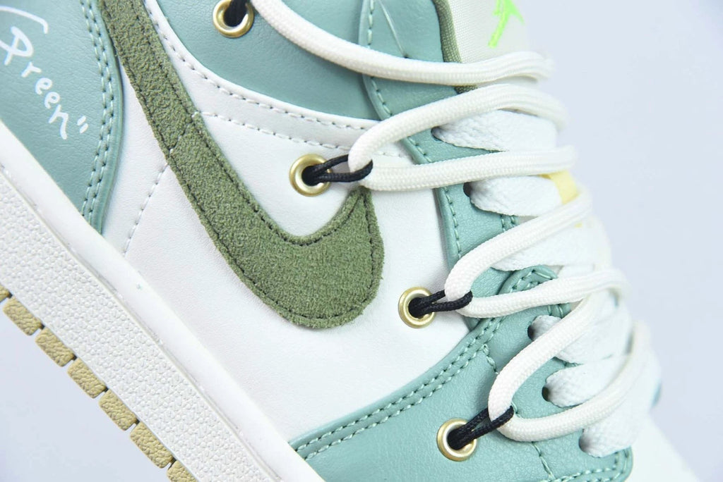 Custom Air Jordan 1 Low Sail White Oil Green by Air Jordan