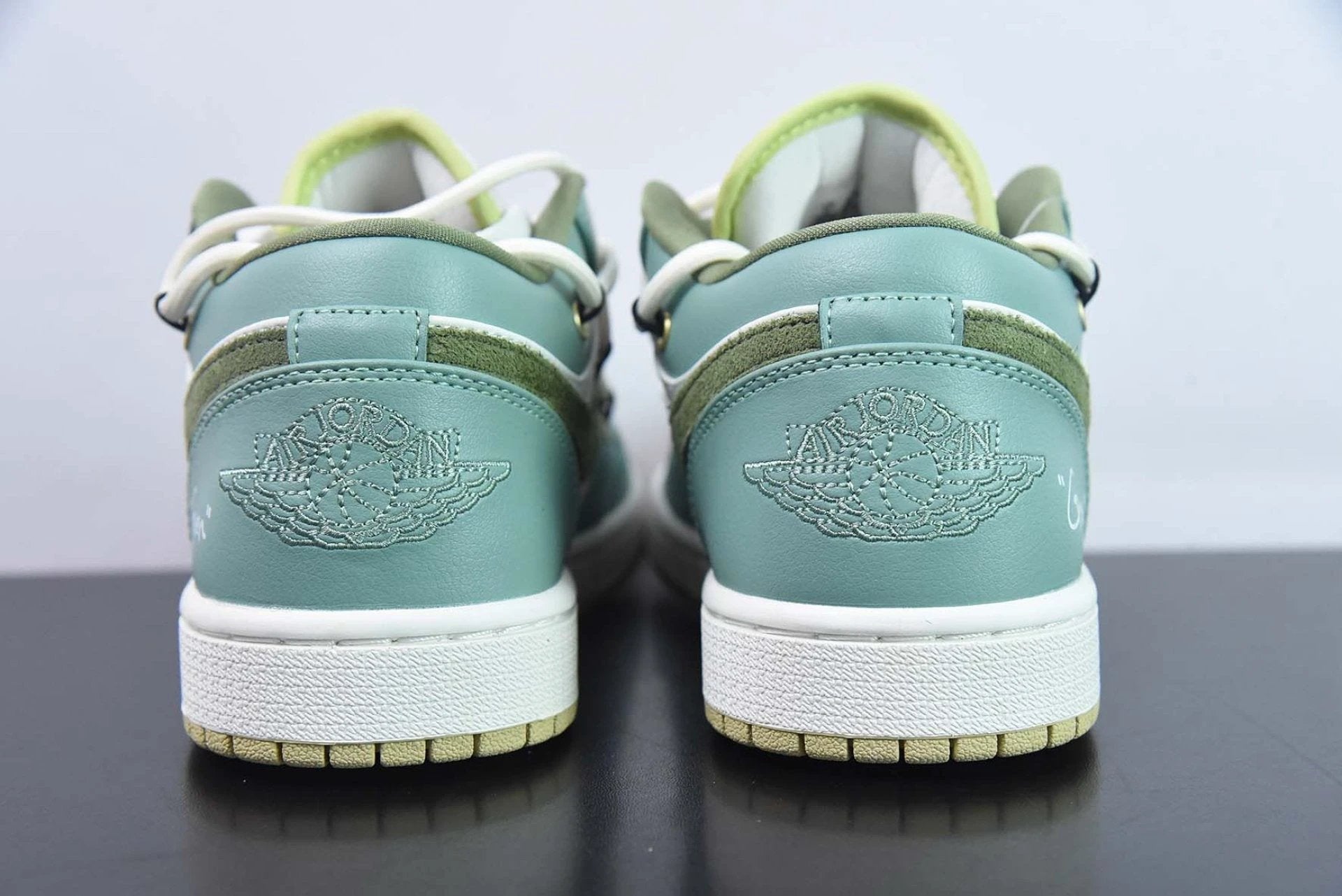 Custom Air Jordan 1 Low Sail White Oil Green by Air Jordan