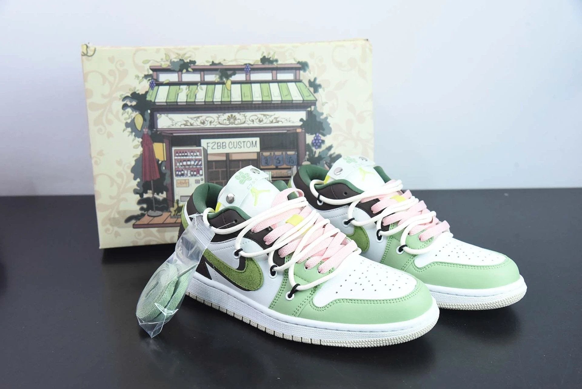 Custom Air Jordan 1 Low Sail White Oil Green by Air Jordan