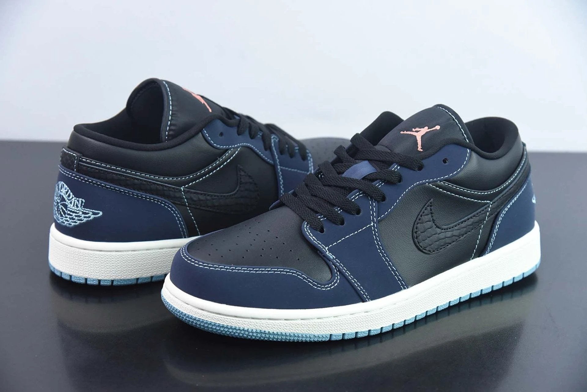 Air Jordan 1 Low Snakeskin Black White Midnight Navy FJ5478-010 by Air Jordan