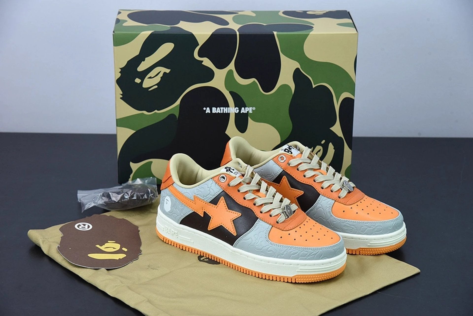 A Bathing Ape Bape Sta Low Grey Orange by Air Jordan