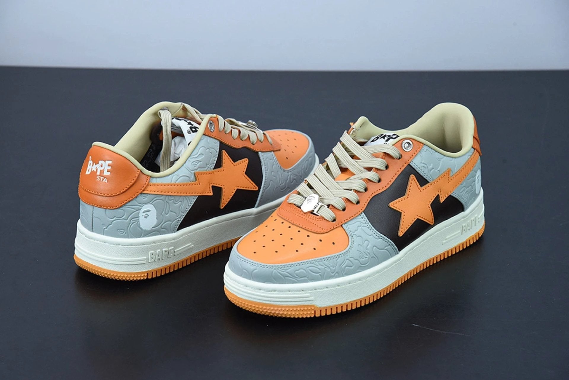 A Bathing Ape Bape Sta Low Grey Orange by Air Jordan