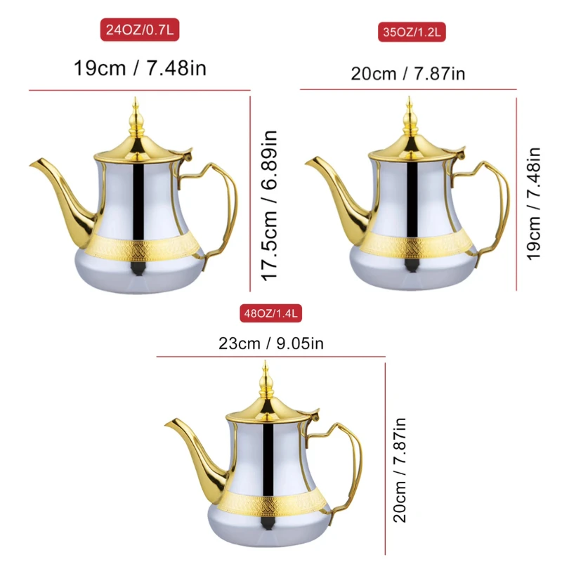 Induction Gas Arabic Style Stainless Steel Teapot Water Tea Kettle by Bowlift