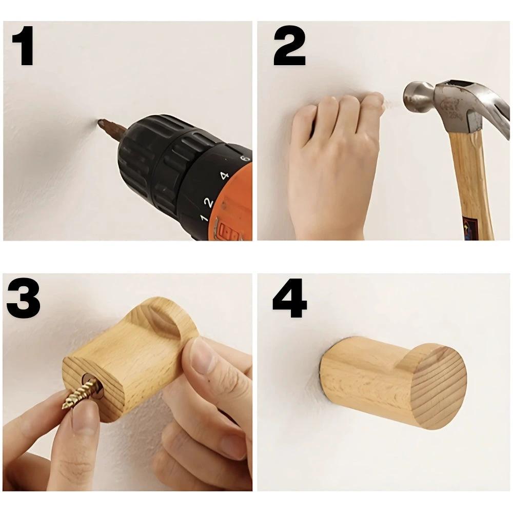 Minimalist Beech Wood Wall-Mounted Hook by Casa & Beyond
