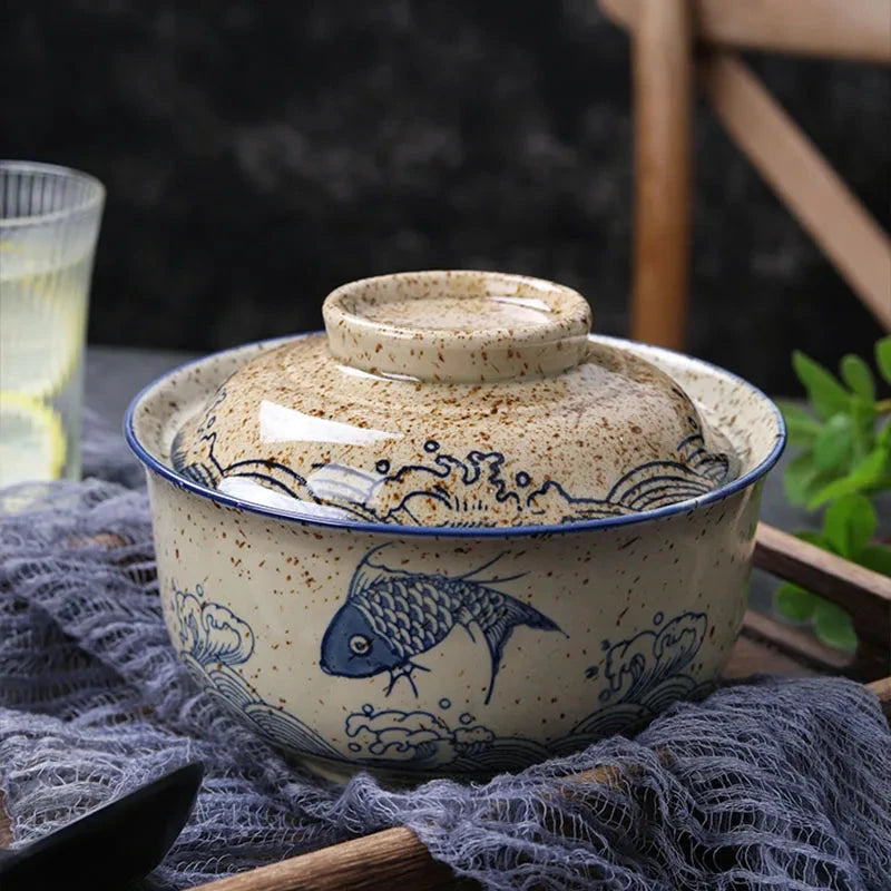 Japanese Style Ramen Bowl With Lid Ceramic Noodle Bowl Tableware by Bowlift