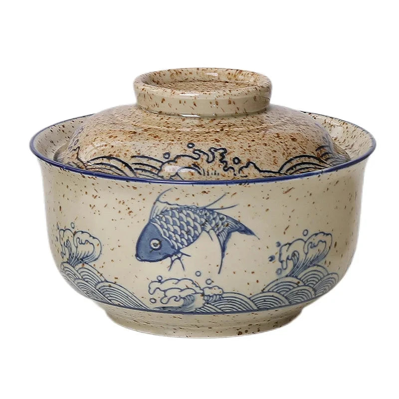Japanese Style Ramen Bowl With Lid Ceramic Noodle Bowl Tableware by Bowlift