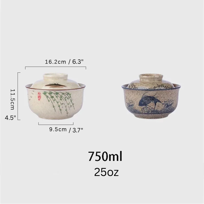 Japanese Style Ramen Bowl With Lid Ceramic Noodle Bowl Tableware by Bowlift