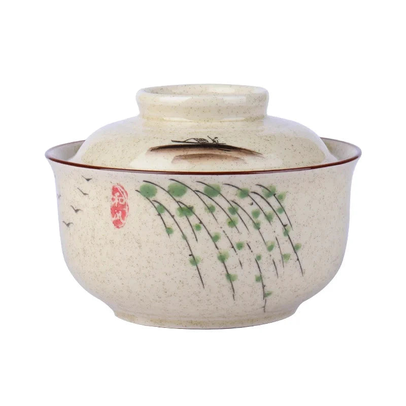 Japanese Style Ramen Bowl With Lid Ceramic Noodle Bowl Tableware by Bowlift