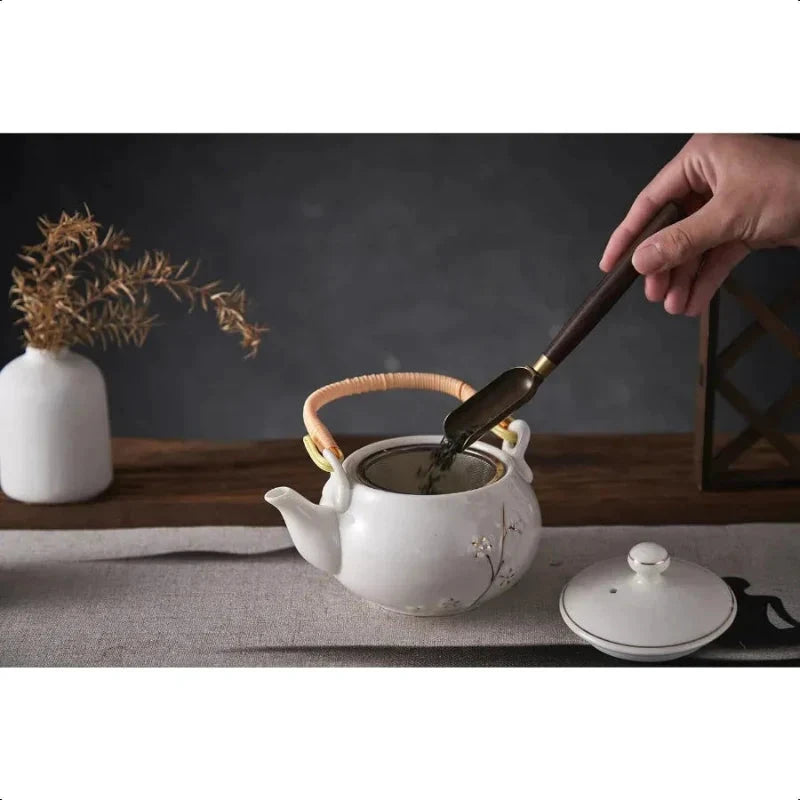 Japanese Tea Pot White Porcelain Chinese Teapot with Stainless Infuser by Bowlift