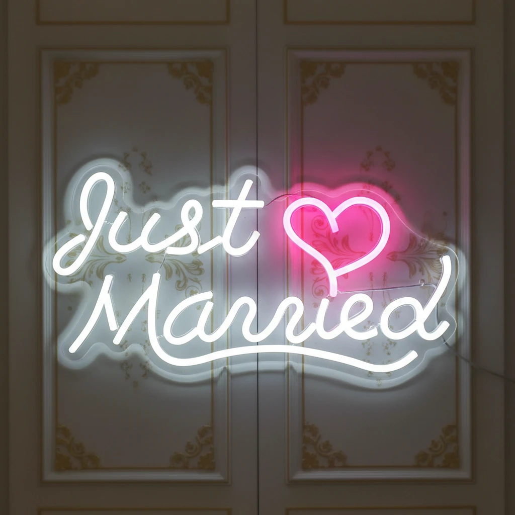 Just Married Neon Sign for Wedding Party Decor by Neonchics