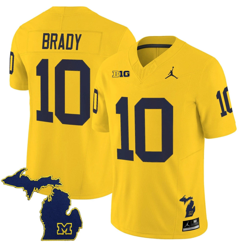 Tom Brady Jersey #10 Michigan Wolverines 2025 Limited V2 Stitched Maize by My Store NCAA Football Jerseys