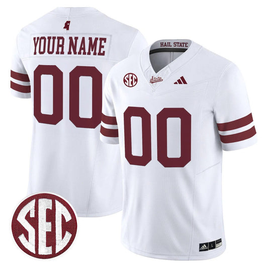 Custom Mississippi State Bulldogs Jersey Name, Number Dark Mode Stitched White by My Store NCAA Football Jerseys