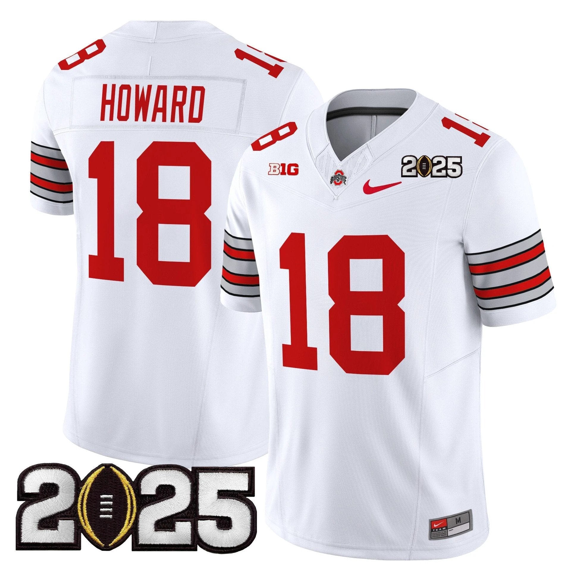 Will Howard Jersey #18 Ohio State Heritage Stripe 2025 CFP Final Stitched White by My Store NCAA Football Jerseys