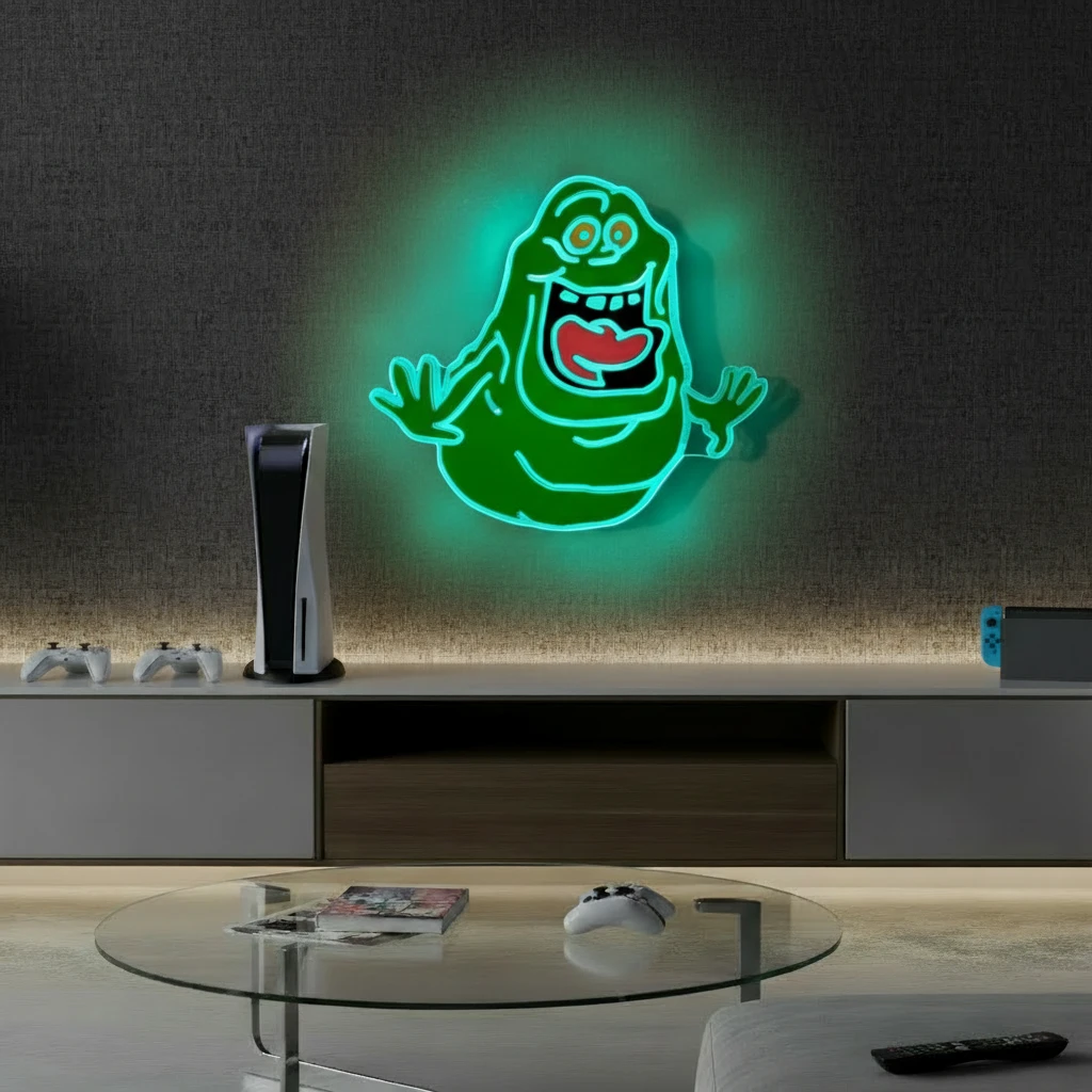 Ghostbusters Slimer Sign Led Sign for Gaming Room Wall Decor by Neonchics