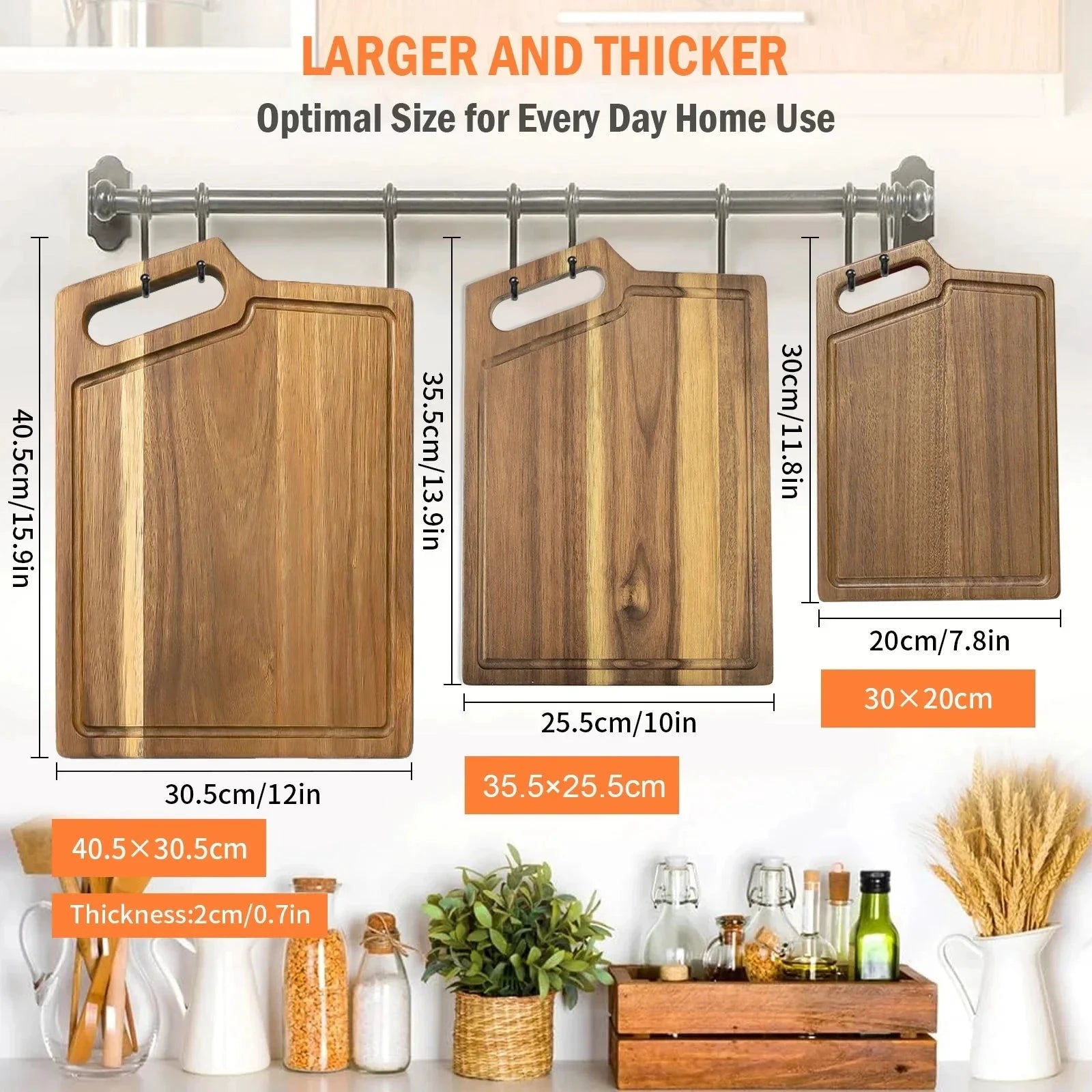 Kitchen Chopping Board with Juice Groove & Handle Hole for Meat by Bowlift