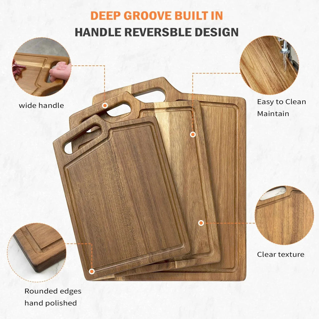 Kitchen Chopping Board with Juice Groove & Handle Hole for Meat by Bowlift