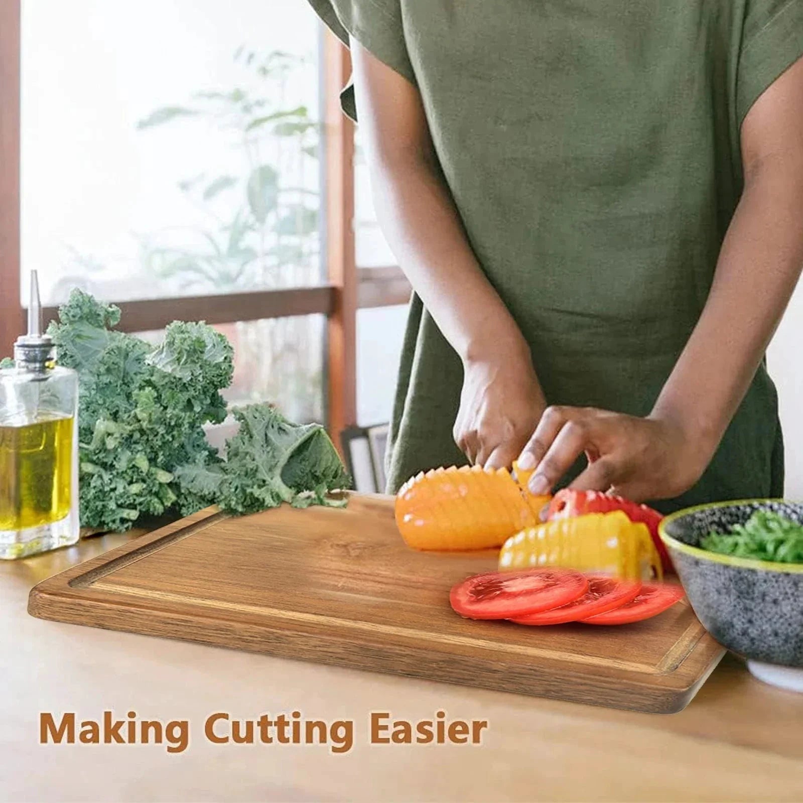 Kitchen Chopping Board with Juice Groove & Handle Hole for Meat by Bowlift
