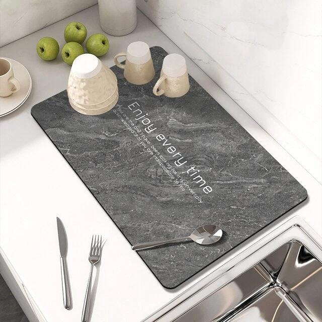 Kitchen Countertop Drainer Mat Slide Pad Water Absorbent Drying Mat by Bowlift