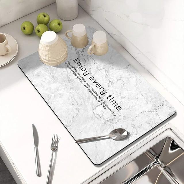 Kitchen Countertop Drainer Mat Slide Pad Water Absorbent Drying Mat by Bowlift