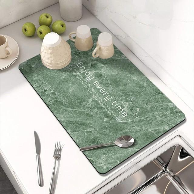 Kitchen Countertop Drainer Mat Slide Pad Water Absorbent Drying Mat by Bowlift