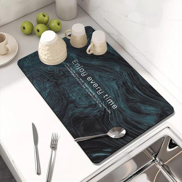 Kitchen Countertop Drainer Mat Slide Pad Water Absorbent Drying Mat by Bowlift