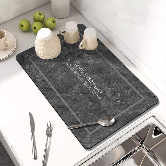 Kitchen Countertop Drainer Mat Slide Pad Water Absorbent Drying Mat by Bowlift