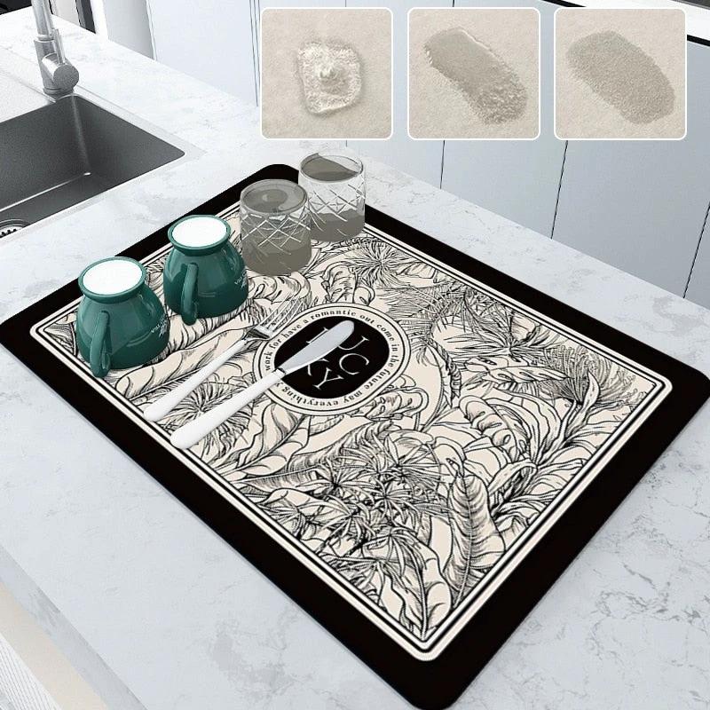 Kitchen Drain Pad Absorbent Drying Mat Countertop Protector Placemat by Bowlift