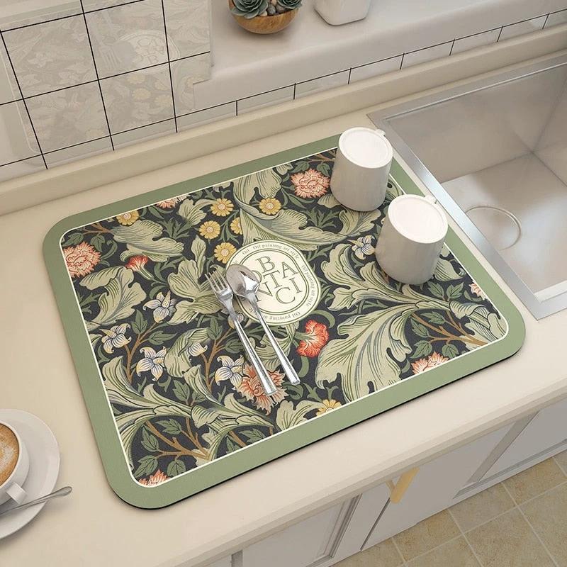 Kitchen Drain Pad Absorbent Drying Mat Countertop Protector Placemat by Bowlift