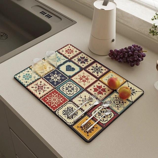 Kitchen Drain Pad Absorbent Drying Mat Countertop Protector Placemat by Bowlift