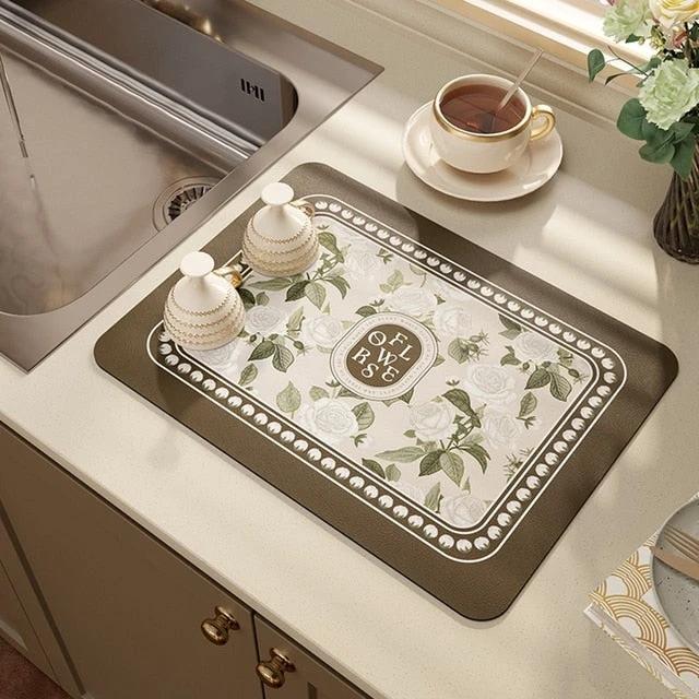 Kitchen Drain Pad Absorbent Drying Mat Countertop Protector Placemat by Bowlift