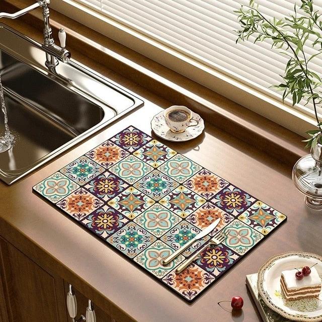 Kitchen Drain Pad Absorbent Drying Mat Countertop Protector Placemat by Bowlift