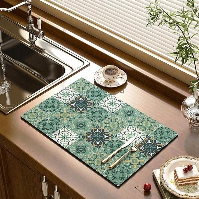 Kitchen Drain Pad Absorbent Drying Mat Countertop Protector Placemat by Bowlift