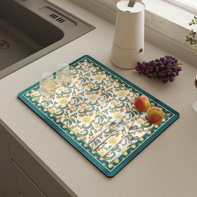 Kitchen Drain Pad Absorbent Drying Mat Countertop Protector Placemat by Bowlift
